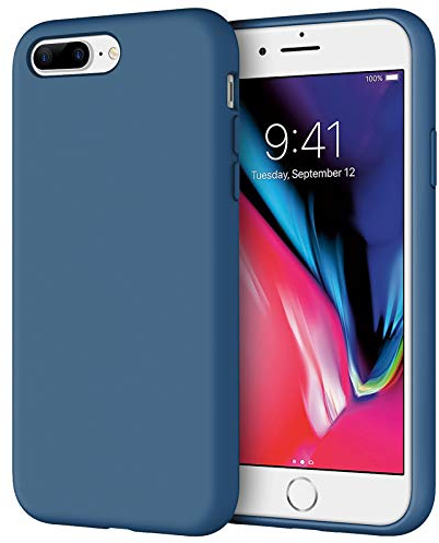 JETech Coque en Silicone pour iPhone 7 Plus / 8 Plus, Étui de Protection Complète du Corps au Toucher Soyeux, Housse avec Doublure Douce en Tissu Microfibre (Bleu Cobalt)