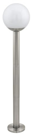 Eglo Lampadaire extérieur LED Nisia-C, lmape sur pied connectée, éclairage d'extérieur pour jardin et terrasse, acier inox, plastique blanc, douille E27, IP44