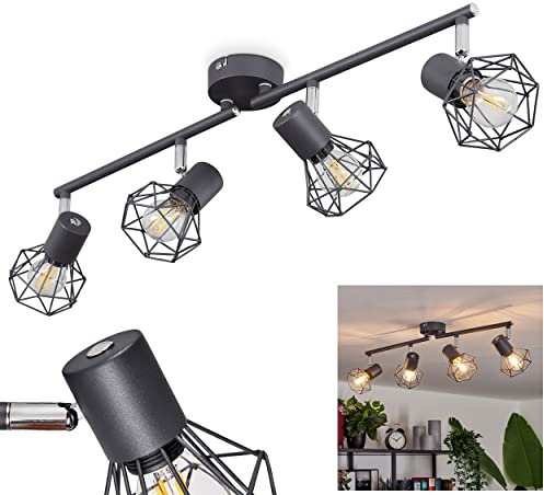 Deckenleuchte Gullspang, Deckenlampe aus Metall in Anthrazit, 4-flammig, mit verstellbaren Strahlern, 4 x E14-Fassung, moderner Spot mit Gittern, ohne Leuchtmittel