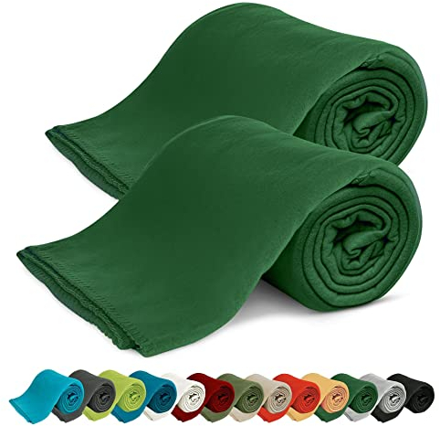 KiGATEX Fleecedecken 2er-Pack 130x160 cm – Weiche Kuscheldecken aus Polar Fleece – Oeko-TEX® Zertifiziert & pflegeleicht – Für Sofa, Bett, Garten & Haustiere – moos