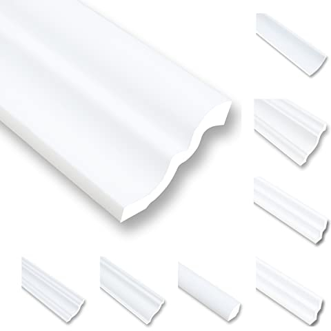 NS80 Moulures de plafond en polystyrène XPS - 20 m - Baguette de finition blanc - 80 x 70 mm - Moulures décoratives en polystyrène - Moulures décoratives