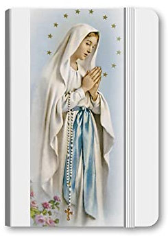 Fratelli Bonella - Notizbuch mit festem Einband und bequemem Gummiband zum Verschluss mit Madonna von Lourdes | Made in Italy