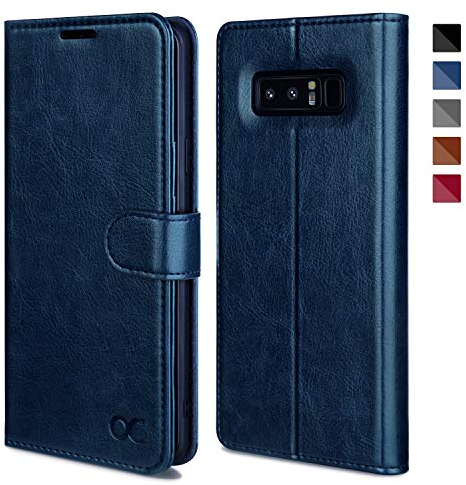 OCASE Hülle für Samsung Galaxy Note 8 Handyhülle [Premium Leder] [Standfunktion] [Kartenfach] [Magnetverschluss] Schutzhülle Schutztasche Handytasche Blau