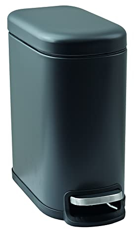 SENSEA Poubelle de salle de bain - REMIX - 5 l - Métal - Noir - Mat - Poubelle de salle de bain