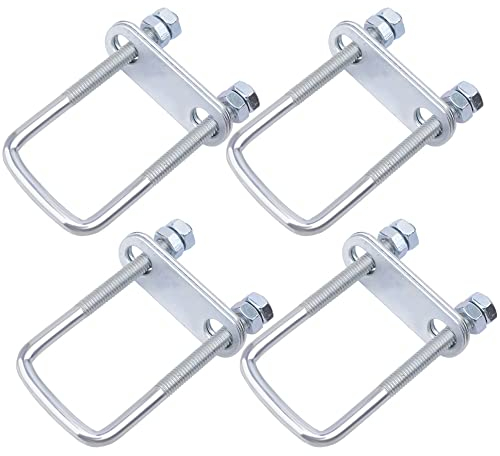 U-Bolzen U-Schrauben Schellen U-Bügelverschluss 4 Stück Quadratische Bolzen M8 40 x 100 mm Gewindebügel Mit Mutter Rahmen Und Unterlegscheibe für Werkstatt Rundstahlbolzen Rundstahlbügel