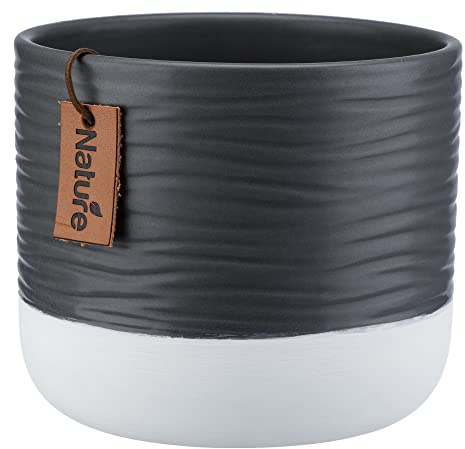 VERDENIA Peony Blumentopf Überzug Solid Blumentopfüberzug Dekorativer Topf für Pflanzen für Innen aus Keramik Modernes und Zeitloses Design Zweifarbig Viele Größen 25038 Grau, 14x12,5cm