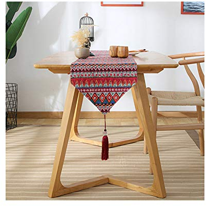 Tischdeko Japan, Tischband Rot rot Retro Geometric Tischläufer Cotton 33x100CM