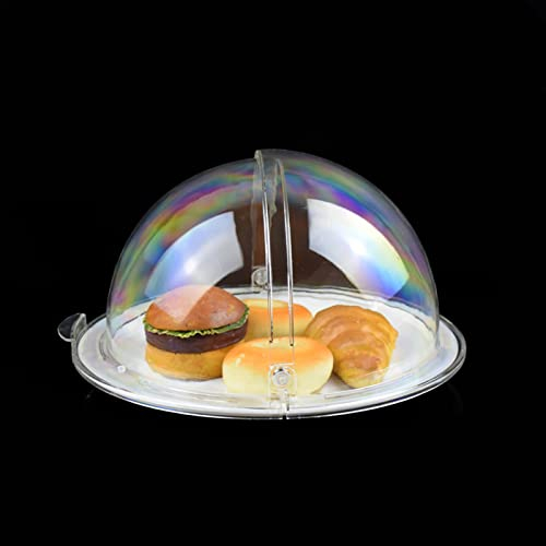 WANGFENG Food Covers,Splatter Covers,Serving Platter With Dome Cover, Bread Steak Pizza Tray With Clear Flip PC Lid, Multipurpose Round Melamine Dish, For Wedding Party Decoration