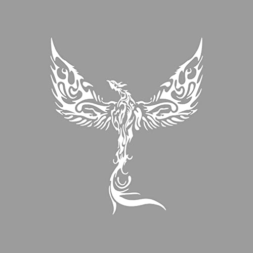 Adesivo 3D per auto, con fenice 3D, impermeabile, universale, in vinile, per auto, camion, SUV, bianco