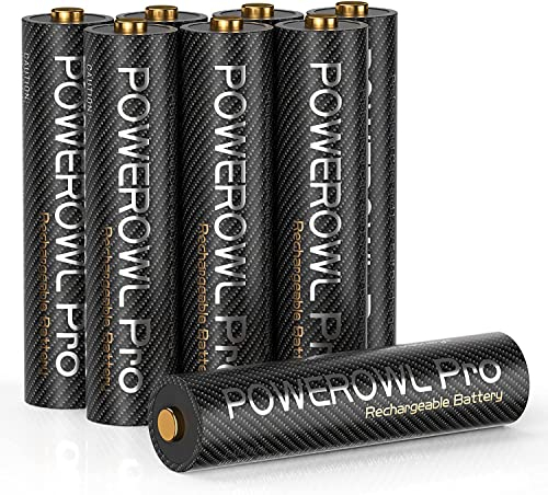 Batterie Ricaricabili AAA 1100mAh, Powerowl 8 Pezzi Batterie AAA Pro Goldtop Ad Alta Capacità Pile Ricaricabili, Batteria Premium NiMH Triple A