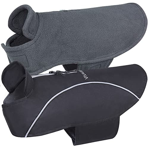 VIVAGLORY 3-in-1-Hundemäntel mit Fleecefutter, Reflektierend Wasserfest Hundemantel für kaltes Wetters, Windjacke, Warmer Pullover mit Leinenportal, Hunde Wintermäntel für Kleine Hunde