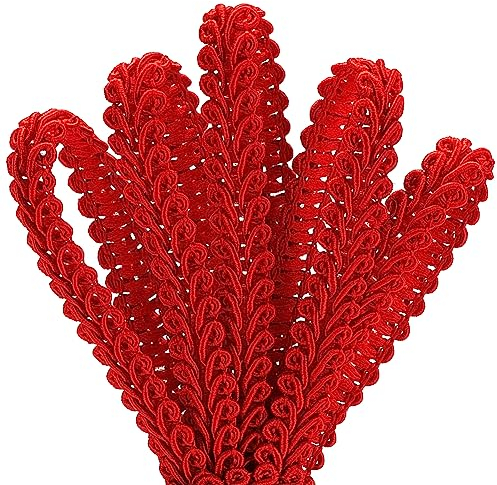 PH PandaHall Zopfband Zum Nähen 27 Yards 8 mm Rotes Gimp-Zopfbordürenband Aus Polyester Einfache Fransenborte Für Polster Kostüm DIY Handwerk Schmuckherstellung Vorhang Kostüm Weihnachtsdekoration