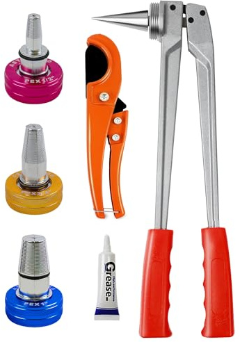 AMZCNC PEX Rohr-Erweiterungswerkzeug-Set, manuelles Expander-Werkzeug-Set erfüllt ASTM F1960 Standard mit 1,27 cm, 1,9 cm, 2,5 cm Erweiterungsköpfen und Rohrschneidzange für Propex-Expansion (1,27 cm