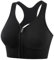 Alleen Damen Sport BH mit Reissverschluss Vorne - Push Up Starker Halt Gepolstert Bustier ohne Bügel für Joggen Yoga Fitness Padded Sports Bra (Schwarz, XL)