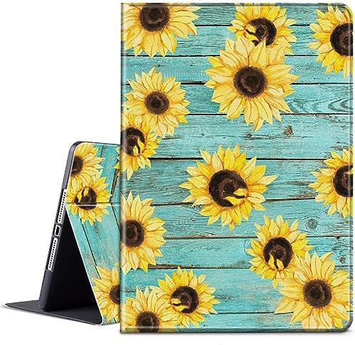 BPQOJB for Microsoft Surface Pro 9 Case with Adjustable Stand & Auto Wake/Sleep PU Leather Slim Smart Protect Cover Tablet Case for Microsoft Surface Pro 9 13 inch 2022 - Sunflower on The Wood