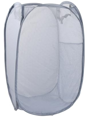 Foldable Laundry Basket, Pop Up Mesh Laundry Hamper with Handles, Large Washing Basket Collapsible, Dirty Clothes Storage Baskets, Teddy Organizer Bins for Bedroom Bathroom Gray