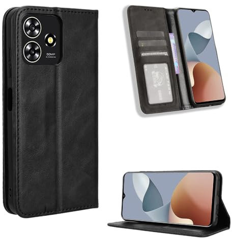 COMAKU Cover ZTE Blade V50 Design, Custodia a Portafoglio Pelle con Supporto e Chiusura Magnetica - Nero