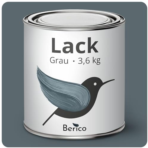 Berico Acryllack - Grau - 3,6 Kg - 4in1 Lack Buntlack Möbelfarbe Möbellack - Für Innen und Außen