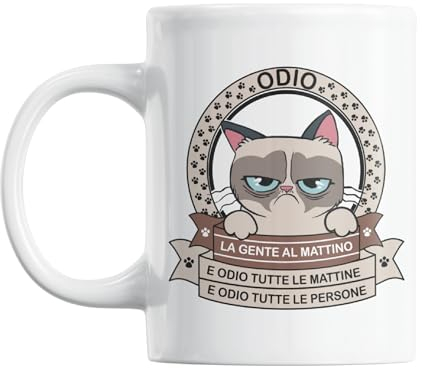 Gesar Tazza Divertente con Animali - Odio la Gente al Mattino - Idee Regali Originali e Divertenti per Uomo e Donna - Tazza regalo di compleanno - Idee regalo di Natale
