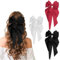 3 Stück Schleifen-Haarspangen, Entenschnabel-Haarspangen für Frauen, französische lange Schleifen-Haarspangen für Frauen und Mädchen (Schwarz + Reinweiß + Rot)