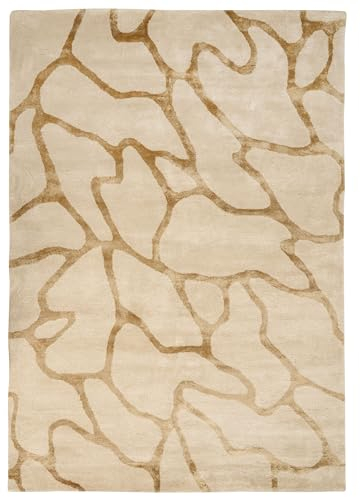 Teppich Viskose Wolle beige rechteckig geometrisches Muster 160x230 cm Makola