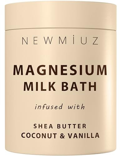 Creamy Magnesium Milk Bath Soak Powder Moisturize Soften Skin Coconut Vanilla Shea Butter Luxury Spa Bath Salt Relaxation Selfcare Gifts for Women