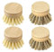 Dish Brush Replacement Heads,Soft Sisal Bristle Wooden Washing Up Brush,Reusable Replacement Dish Brushes Heads Wooden Cleaning Set for Washing Up Plates,Stove Tops,Kitchen Dishes (4pcs)