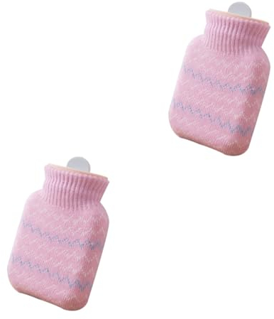minkissy 2 Piezas bolsa de mantenimiento caliente botella de agua caliente portátil cubierta de botella caliente calor termo garrafa térmica vaso termico mini calentador de manos lindo rosa