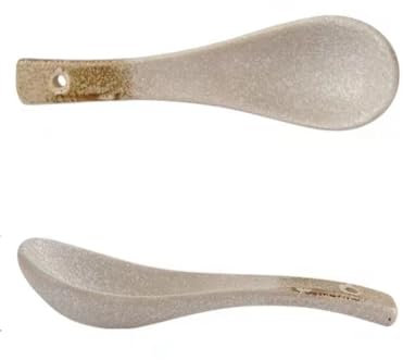 Cucharas de sopa multifuncionales de cerámica china, cuchara de mesa, cereales, aperitivos, salsa, albóndigas, cucharones de sopa comestibles mixtos para servir, 2 unidades, 14 cm