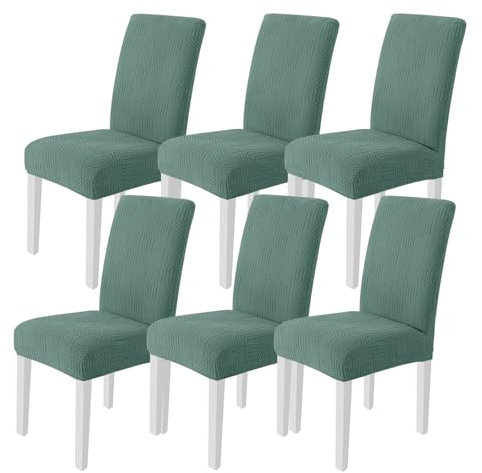 Ystyle Fundas Sillas De Comedor Pack 6, Fundas Sillas Ajustables, Cubre Sillas Elástico Universal, Funda Sillas Comedor Desmontables Lavables para Banquetes Hogar Restaurante Hotel, Verde Claro