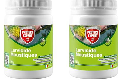 PROTECT EXPERT Lot de 2 Larvicides Moustiques - 2x100g - Lutte contre le développement des larves de Moustiques - Protection Longue Durée - Efficace Contre Le Moustique Tigre LVGRA100NX2