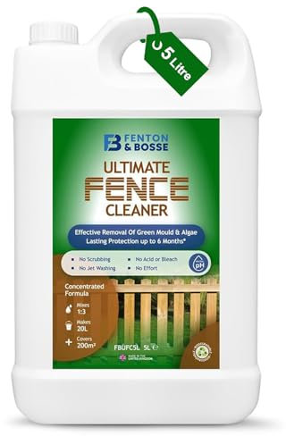 F&B Ultimate Fence Cleaner 5L | Spray & Walk Away Mould, Algae & Stain Remover | Cleans Patio, Decking, Fencing & Wooden Structures | No Scrubbing | No Jet Washing | 6 Month Protection | Covers 200m²