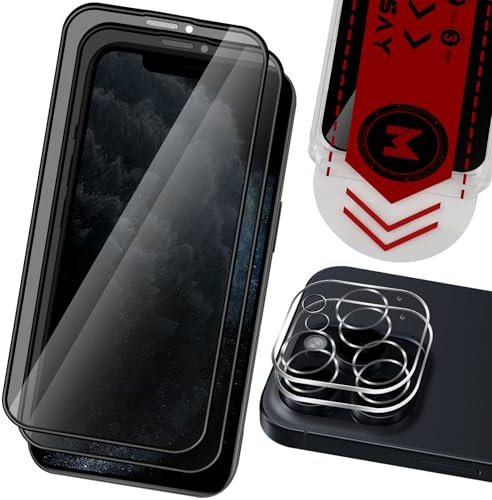 MONASAY [2 Pack for iPhone 11 Pro Privacy Glass Screen Protector [2 Pack Camera Lens Protector][Easy Installation] Matte anti-peep tempered screen Film Case Friendly