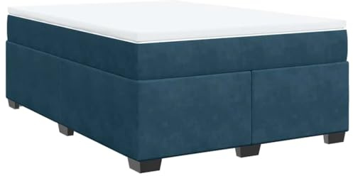 vidaXL Boxspringbett mit Matratze Dunkelblau 140x200 cm Samt