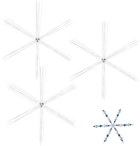 Hotop Schneeflocken Drahtsterne für Perlensterne, 24 Stück, 4,5 Zoll | Weihnachten Drahtsterne Rohlinge, Metall Draht Bastelset zum Basteln mit Perlen, Für Winter Deko, DIY Schmuck Bastelzubehör
