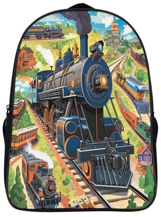CTAMM Zug Schultasche Cartoon-Bilder Rucksack Mit Atmungsaktivem Design,geeignet Für Teenager-Schultaschen,Kinderschultaschen,Schultaschen Mit Großem FasSonnegsvermögen 16inch