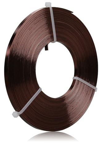 Flaches Aluminiumdraht - 5 x 1 mm - 10 Meter breiter flacher Schmuckbasteldraht für Fassungen, Skulpturen, Gestelle, Schmuckherstellung - Kaffee