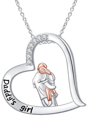 HOOHWE Vater Tochter Halsketten 925 Sterling Silber Väter und Töchter Anhänger Halskette Damen Kette Liebe Herz Schmuck Geschenke für Damen Mädchen vom Vater