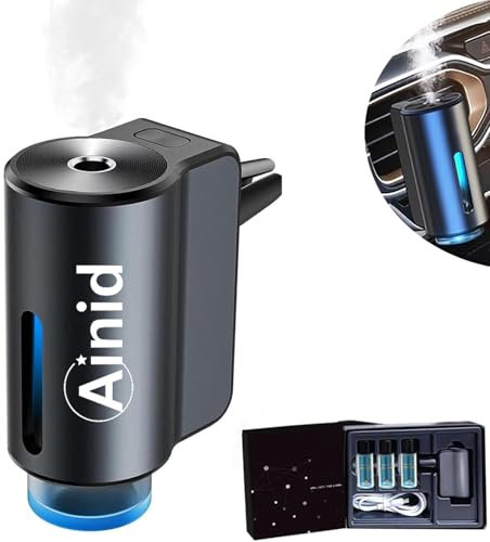 Ainid Ambientador inteligente para coche, atomizador ultrasónico, difusor de ambientador de coche, ambientadores de coche con tres intensidades de fragancia ajustables para hombres y mujeres