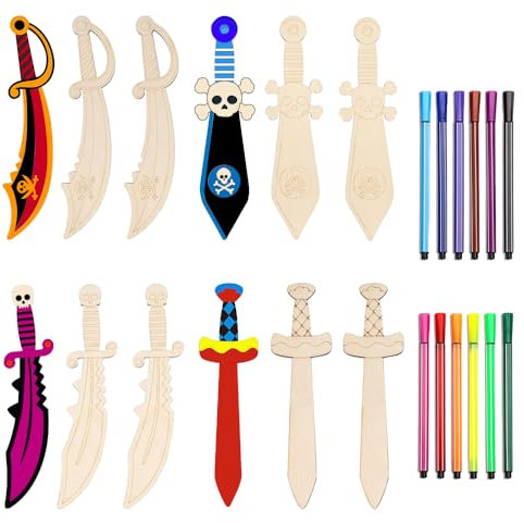 Dadazhenxuan Piraten Schwert Holz,Piratensäbel Kinder,Holz Piratenschwert,Piratensäbel Holz Basteln,Holzschwert Kinder Pirat,Piratenschwerter aus Holz für Kinder zum Dekorieren