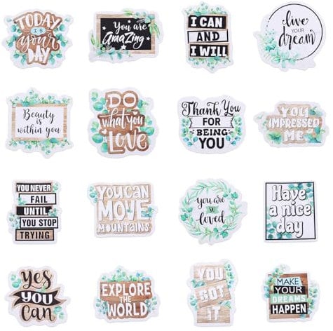 16pcs Eucalyptus Inspirational Quote Magnets, Positive Encouragement Saying Motivational Gratitude Appreciation Magnetic Mental Health Kindness Affirmation Magnets for Fridge Whiteboard Decor Gift