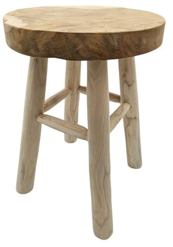 Meinposten Beistelltisch Teakholz Tisch Natur rund Dekotisch Pflanzentisch Braun Holz Ø30cm