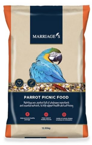 Marriage's - Picnic Parrot Food, Oats and Peanut Kernels (12.55kg) | Wholesome Bird Seed Packed with Fibre and Protein, Suitable for Parrots, Bulk Bag