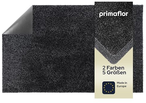 Primaflor Schmutzfangmatte Aqua Stop | 40 x 60 cm | Granit | 80 % Baumwolle, bei 30 °C waschbar, 6 mm flach und mit rutschhemmendem Vinylrücken für Eingang, Flur und Tür