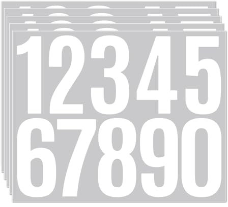 MVPACKEEY 5pcs White Number Stickers, 3Inch, Waterproof, Self-Adhesive, Suitable for Door, Mailbox, Bin Numbers
