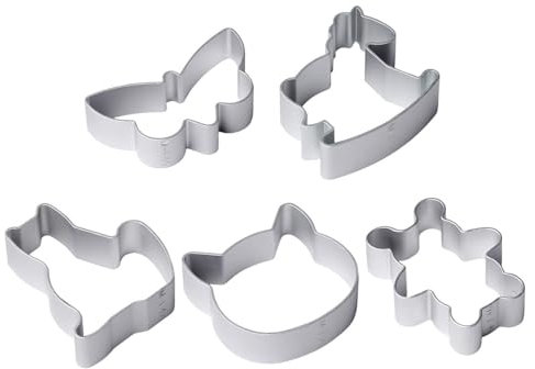 5 moldes de galletas de animales, moldes para tartas de animales, bonitos cortadores de galletas, moldes de corte de fondant, moldes de repostería para hornear, moldes antiadherentes para tartas