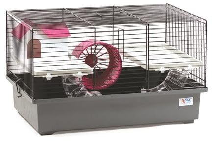 Mäusekäfig Hamsterkäfig Nagerkäfig 49x32,5x29cm mit Zubehör (grau)