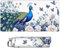 Gaming Mauspad, Groß Mouse Mat XXL 800x400x3mm Desk Mat Peacock Peony Flower Mousepad Stitched Edges, Non-Slip Rubber Base Mouse Pads Improved Precision and Speed Keyboard Mat for Men Gamers N-620