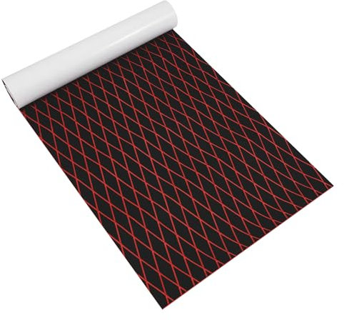 SuhoFutus Tapis de sol antidérapant en mousse EVA - Autocollant - Revêtement de sol antidérapant - Faux marine - Pour bateaux, yacht, piscine - 240 × 90 cm - Noir + rouge