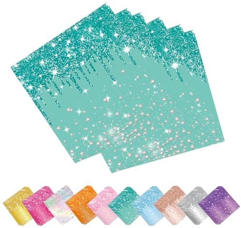 40 P Teal Blue Napkins for Her,Girls,Women,Sparkling Diamond Teal Blue Napkins BlueParty Paper Serviette,Disposable Tissue Dinner Serviette Dinnerware for Birthday,Wedding,Baby Shower Party Tableware